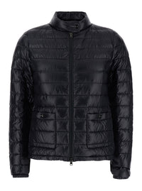 Herno Women Down Jacket With Stand-Up Collar And Front Pockets In Tech Fabric Black Women