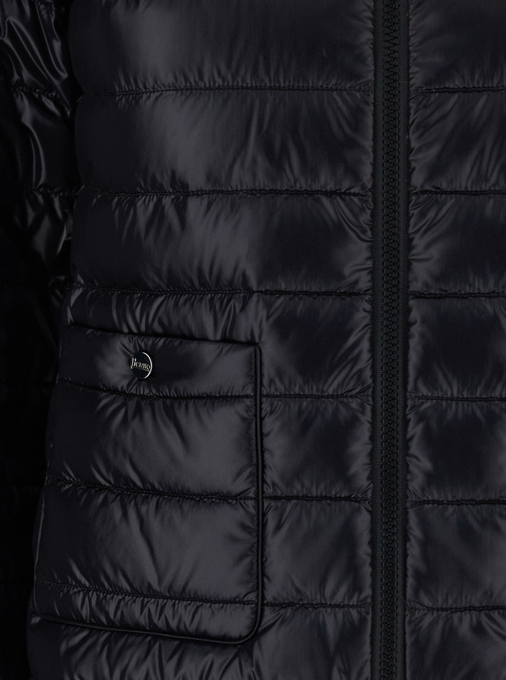 Herno Women Down Jacket With Stand-Up Collar And Front Pockets In Tech Fabric Black Women