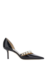 Jimmy Choo Women Pumps 'Aurelie' With High Stiletto Heel And Pearl Decoration In Black Leather For Women