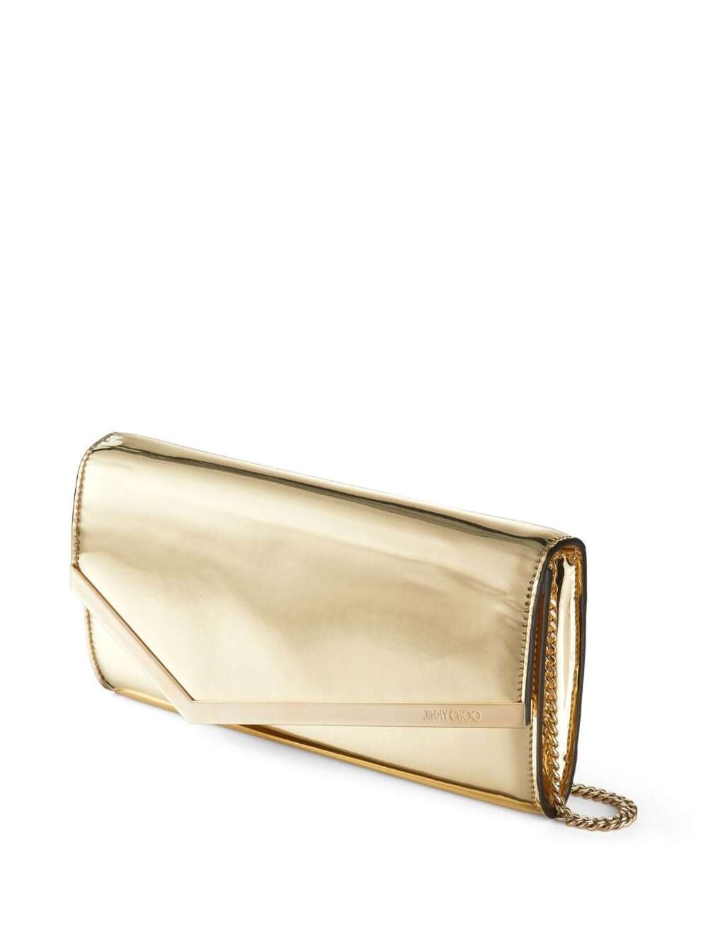 JIMMY CHOO Jimmy Choo Women Clutch 'Emmie' In Envelope With Logo Lettering On The Front And Chain Strap In Blend Leather And Tech Fabric For Women