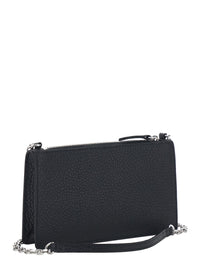 Maison Margiela Women Mini Bag With Chain And Logo Embroidery In Black Leather For Women