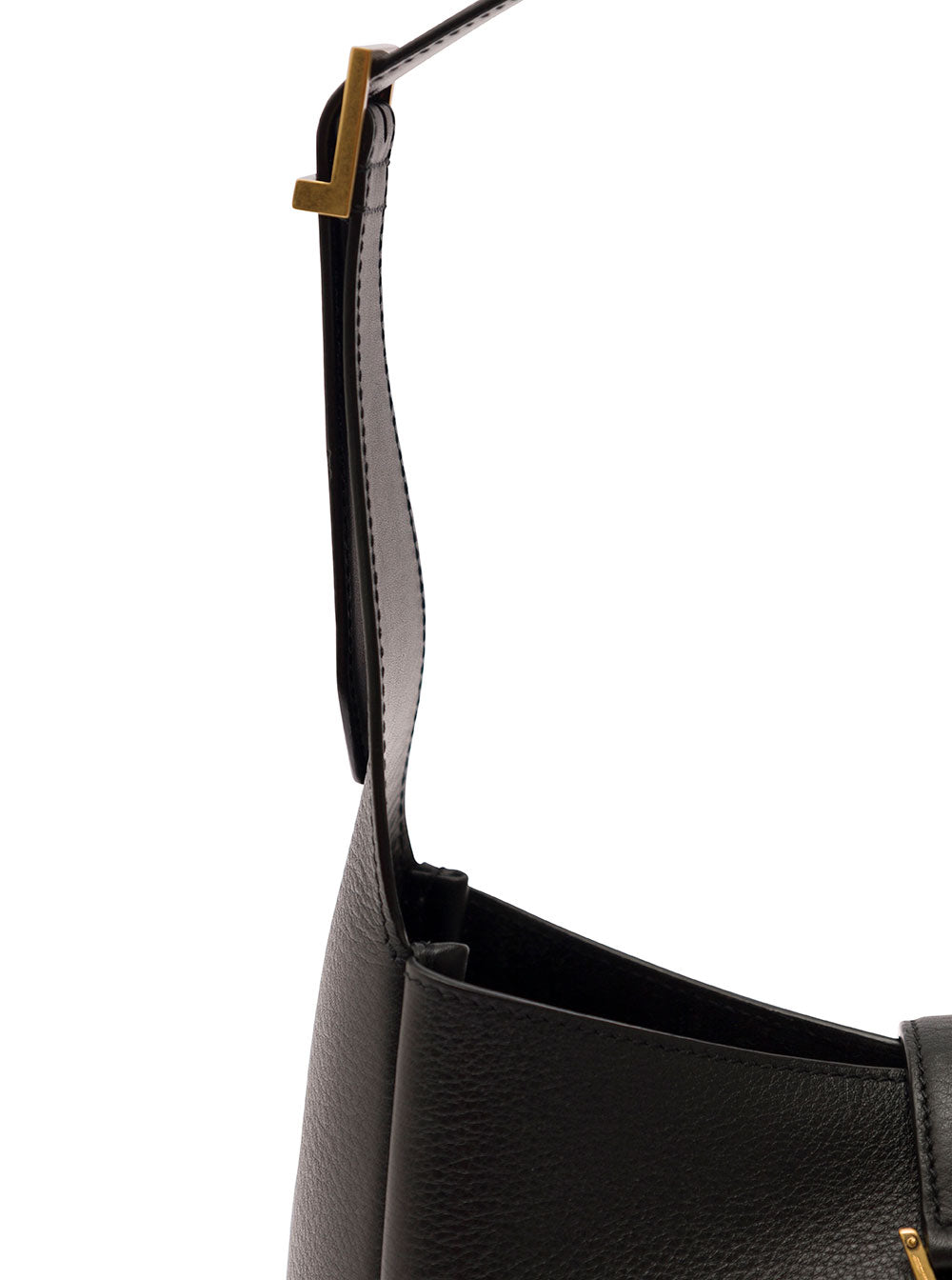SAINT LAURENT Saint Laurent Women Shoulder Bag 'Le 5 À 7' With Cassandre Plaque On The Front In Grained Black Leather For Women