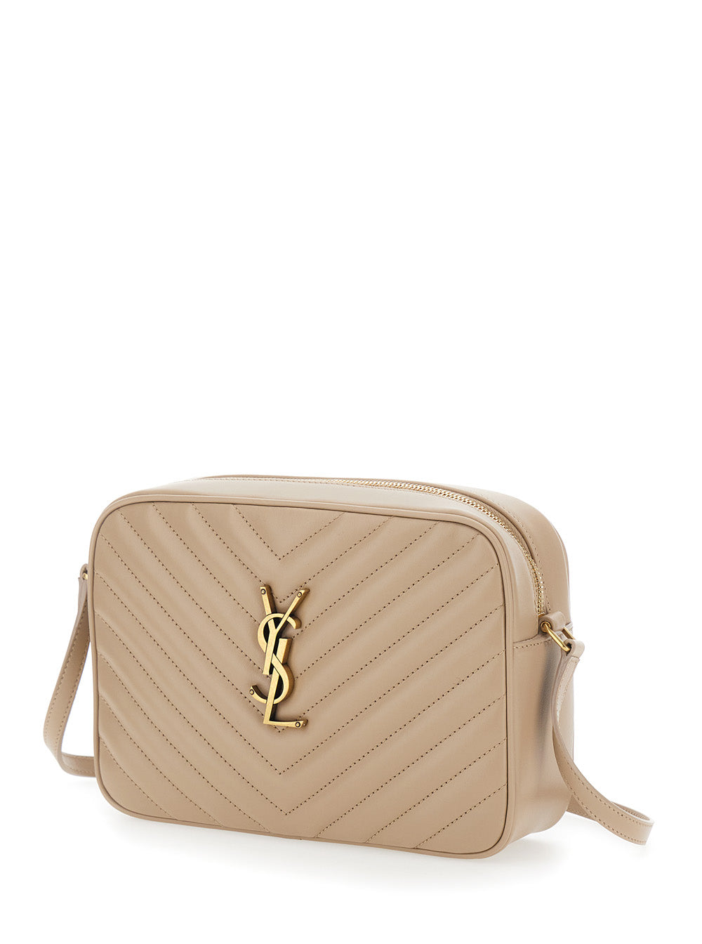 SAINT LAURENT Saint Laurent Women Crossbody Bag 'Lou' With Cassandre In Quilted Beige Leather