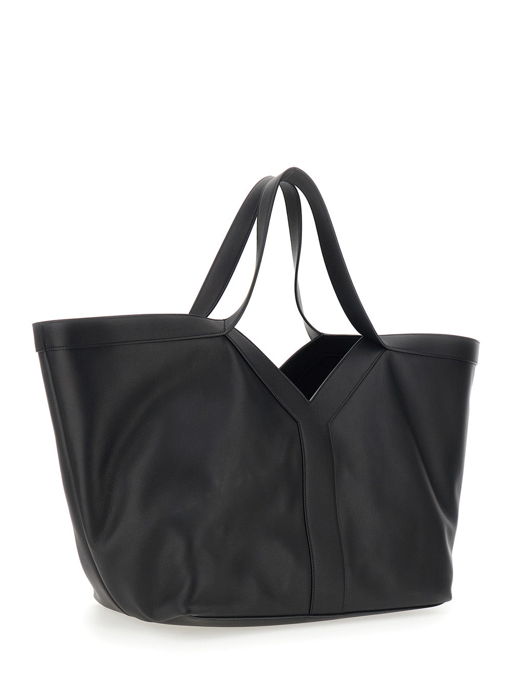 Saint Laurent Women Shoulder Bag With Clasp Closure And Two Top Handles In Black Leather For Women