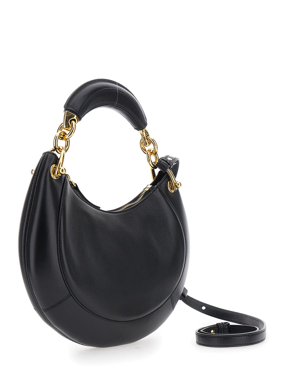 Chloé Women 'Banana' Black Handbag With Adjustable And Removable Shoulder Strap And Logo Charm On The Front In Leather For Women