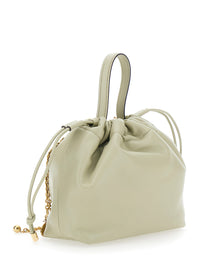 Chloé Women 'Chloe Icons' Gray Shoulder Bag With Drawstring Closure And Logo Lettering On The Front In Leather For Women