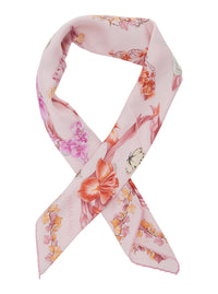 Ferragamo Women Pink Scarf With All-Over Floral Print In Silk For Women