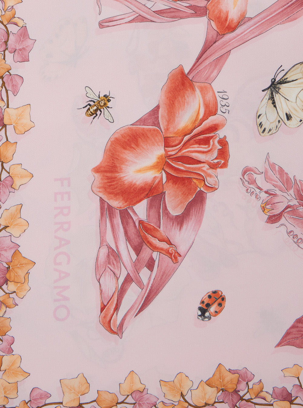 Ferragamo Women Pink Scarf With All-Over Floral Print In Silk For Women