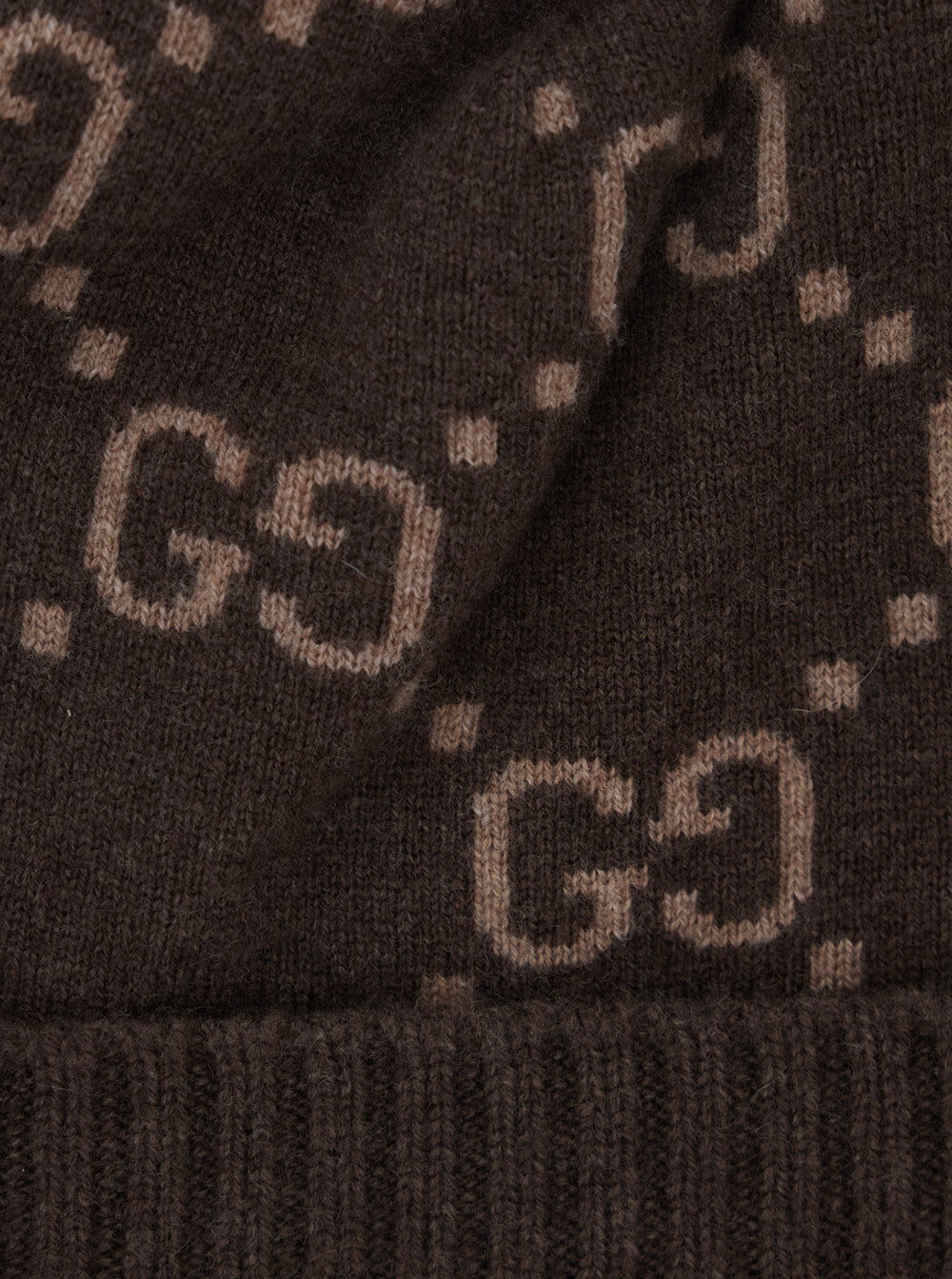 Gucci Men 'Gg Jacquard' Brown Hat With Brim And Cuff In Cashmere Men