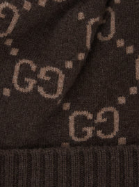 Gucci Men 'Gg Jacquard' Brown Hat With Brim And Cuff In Cashmere Men