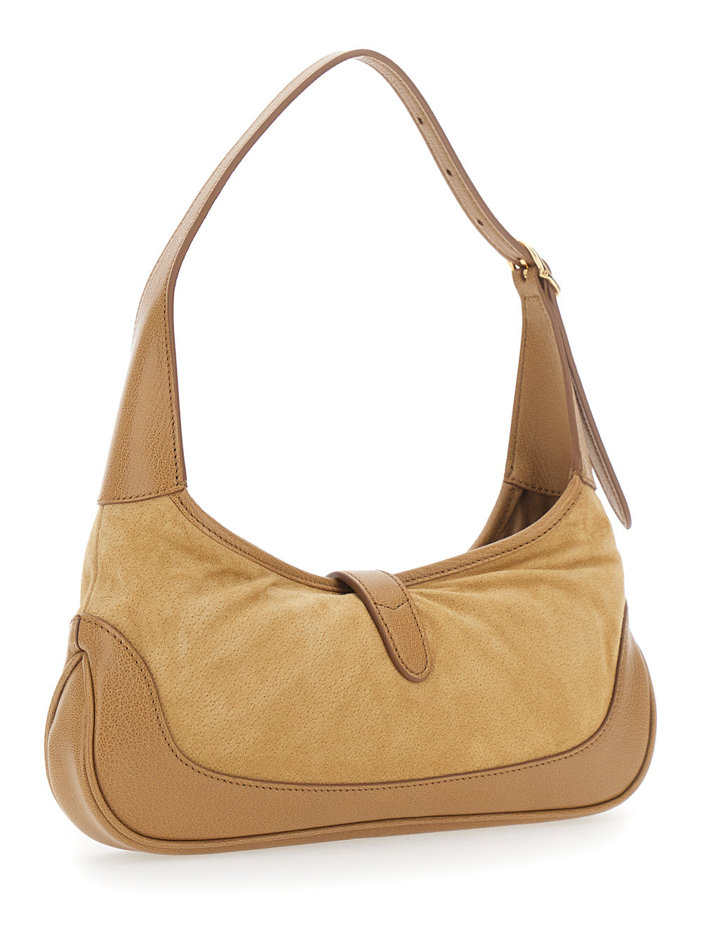 Gucci Women 'Jackie 1961' Beige Shoulder Bag With Clasp Closure And Adjustable Strap In Suede For Women