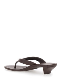 Gucci Women 'Vittoria' Brown Heeled Sandals With Embossed Logo In Rubber For Women