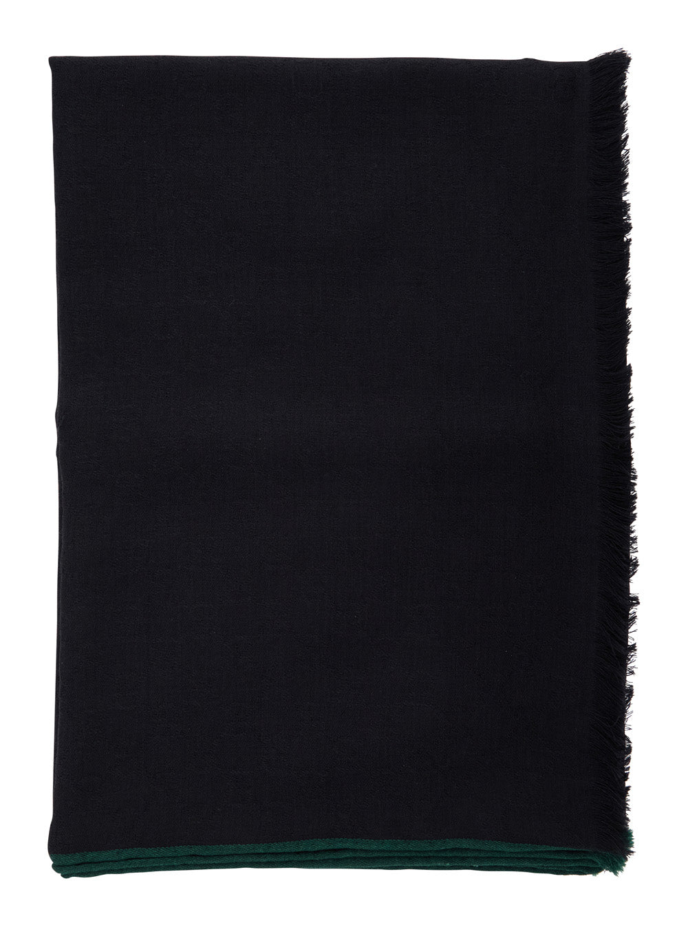 Gucci Men Black Scarf With Tone-On-Tone Gg All-Over Motif In Wool And Silk Blend For Men