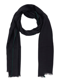 Gucci Men Black Scarf With Tone-On-Tone Gg All-Over Motif In Wool And Silk Blend For Men