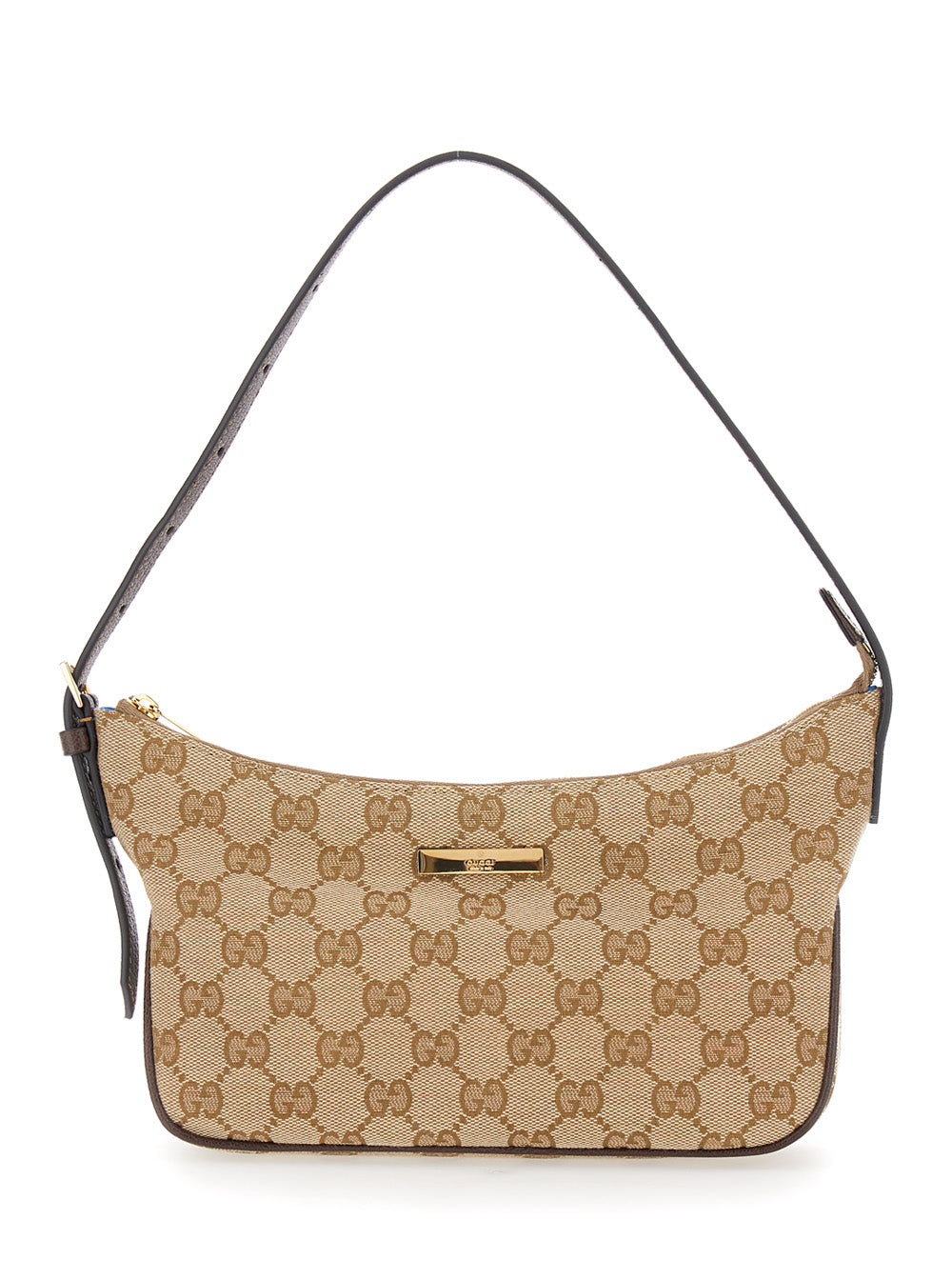 Gucci Women 'Lady Lunetta' Beige Mini Bag With Logo Plate On The Front And Adjustable And Removable Strap In Gg Supreme Canvas For Women