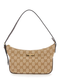 Gucci Women 'Lady Lunetta' Beige Mini Bag With Logo Plate On The Front And Adjustable And Removable Strap In Gg Supreme Canvas For Women