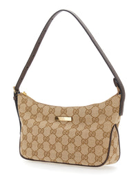 Gucci Women 'Lady Lunetta' Beige Mini Bag With Logo Plate On The Front And Adjustable And Removable Strap In Gg Supreme Canvas For Women