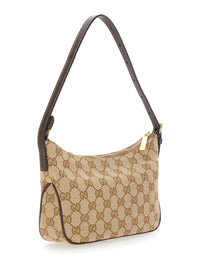 Gucci Women 'Lady Lunetta' Beige Mini Bag With Logo Plate On The Front And Adjustable And Removable Strap In Gg Supreme Canvas For Women