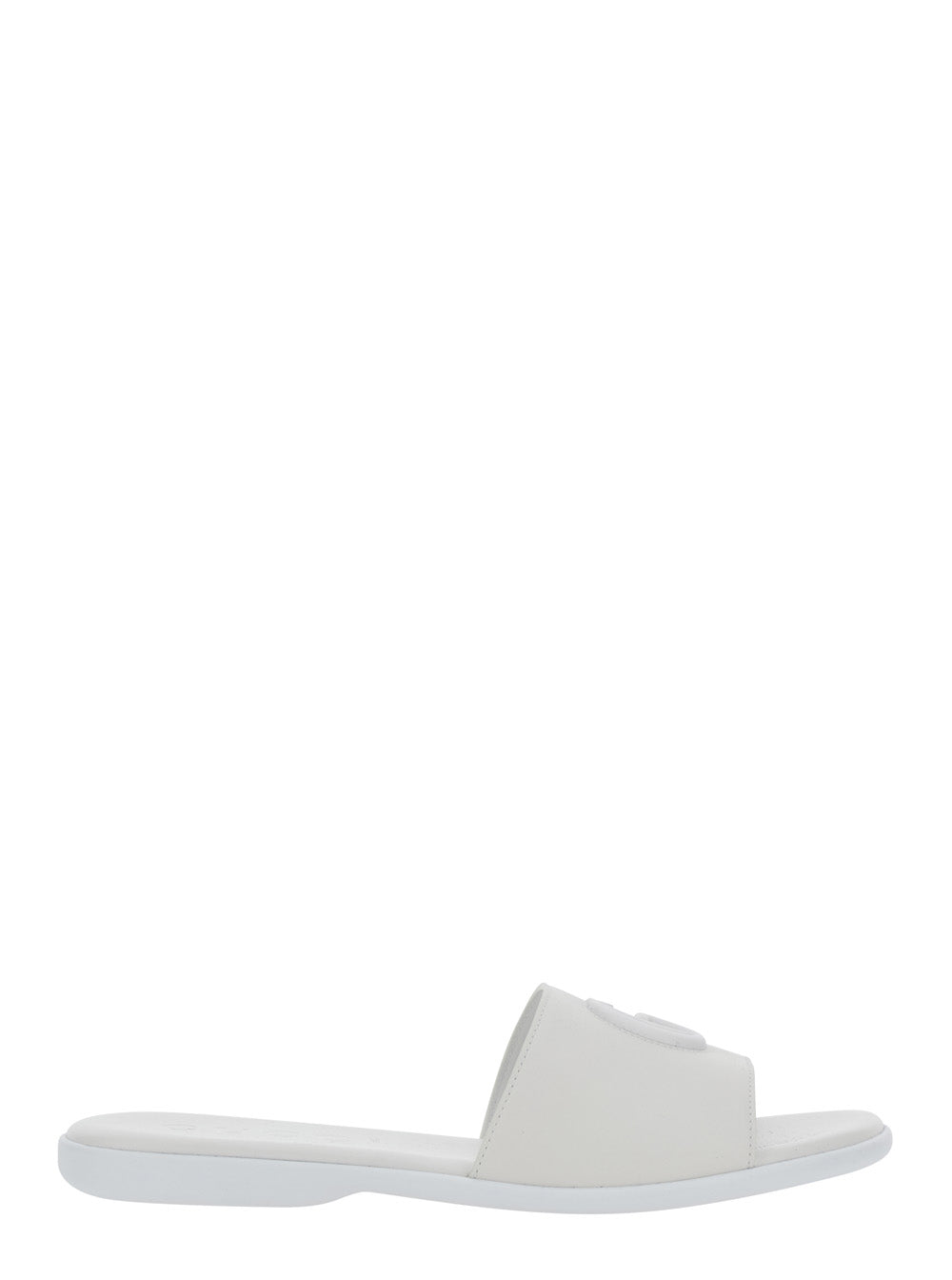 Gucci Women White Sandals With Gg Logo On The Front In Nappa Women