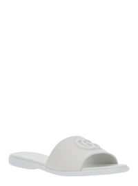 Gucci Women White Sandals With Gg Logo On The Front In Nappa Women