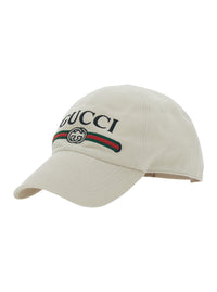 Gucci Men 'Gucci Fake' White Hat With Embroidered Logo On The Front In Cotton For Men