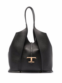 TOD'S Tod's Women Tote Bag With T Timeless Pendant In Black Leather For Women