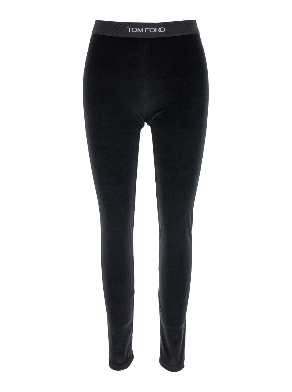 TOM FORD Tom Ford Women Leggings With Elasticized Waist And Velvet Logo Lettering Black Women