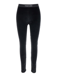 TOM FORD Tom Ford Women Leggings With Elasticized Waist And Velvet Logo Lettering Black Women