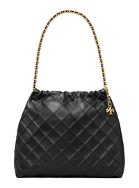 TORY BURCH Tory Burch Women Shoulder Bag With Chain Handles And Diamond Quilting In Black Leather For Women