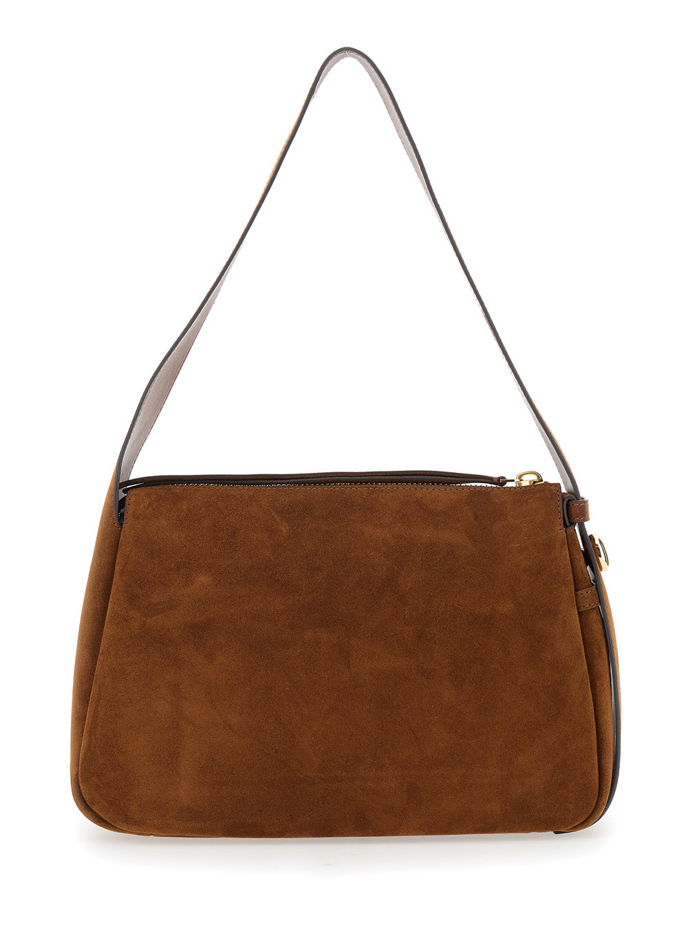 TORY BURCH Tory Burch Women Shoulder Bag 'Romy' With Adjustable Strap In Grained Brown Leather