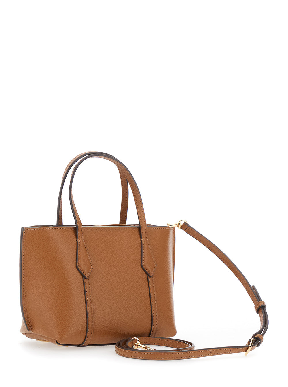 TORY BURCH Tory Burch Women Handbag 'Perry' With Adjustable And Removable Shoulder Strap And Embossed Logo Lettering On The Front In Grained Brown Leather For Women