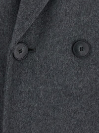 Victoria Beckham Women Grey Coat With Wide Notched Revers And Belt On The Back In Wool And Cashmere For Women