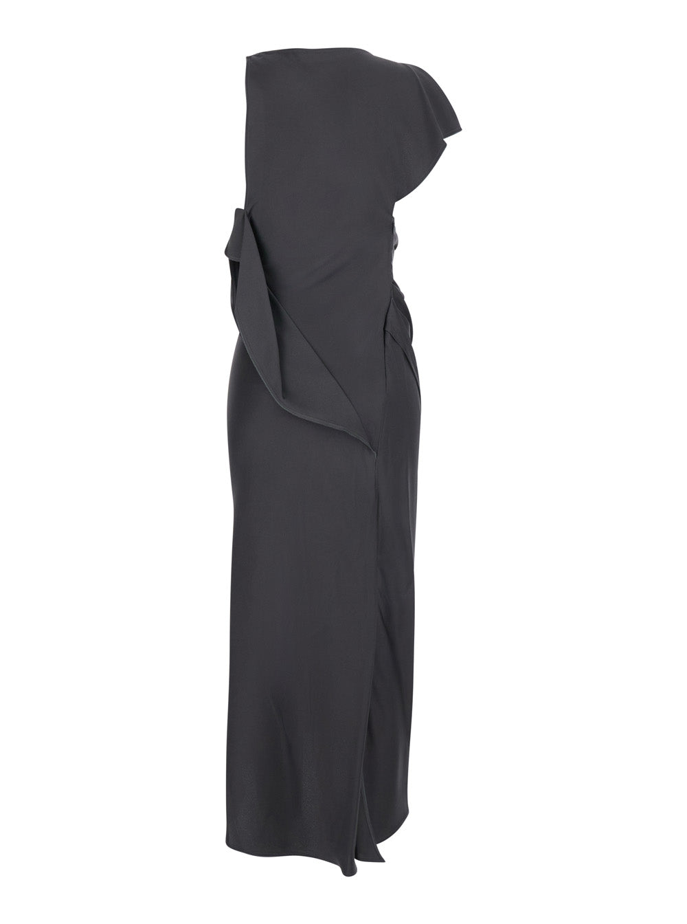 Victoria Beckham Women Grey Sleeveless Long Dress With Draping In Acetate And Viscose Women