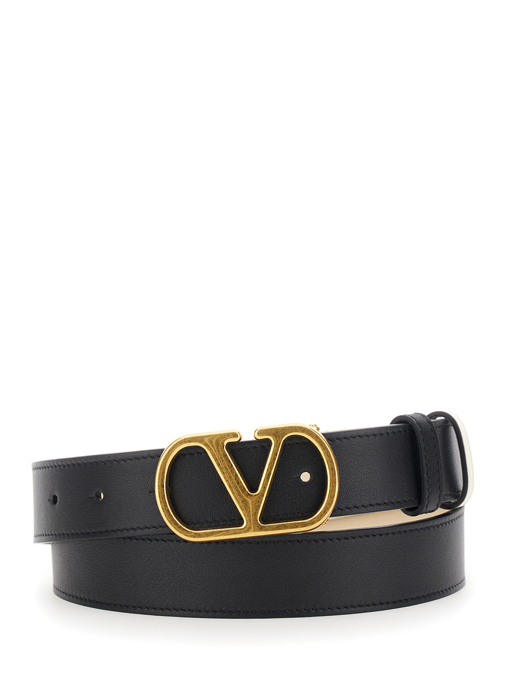 VALENTINO GARAVANI Valentino Garavani Women Reversible Belt With Vlogo Buckle In Black Leather For Women