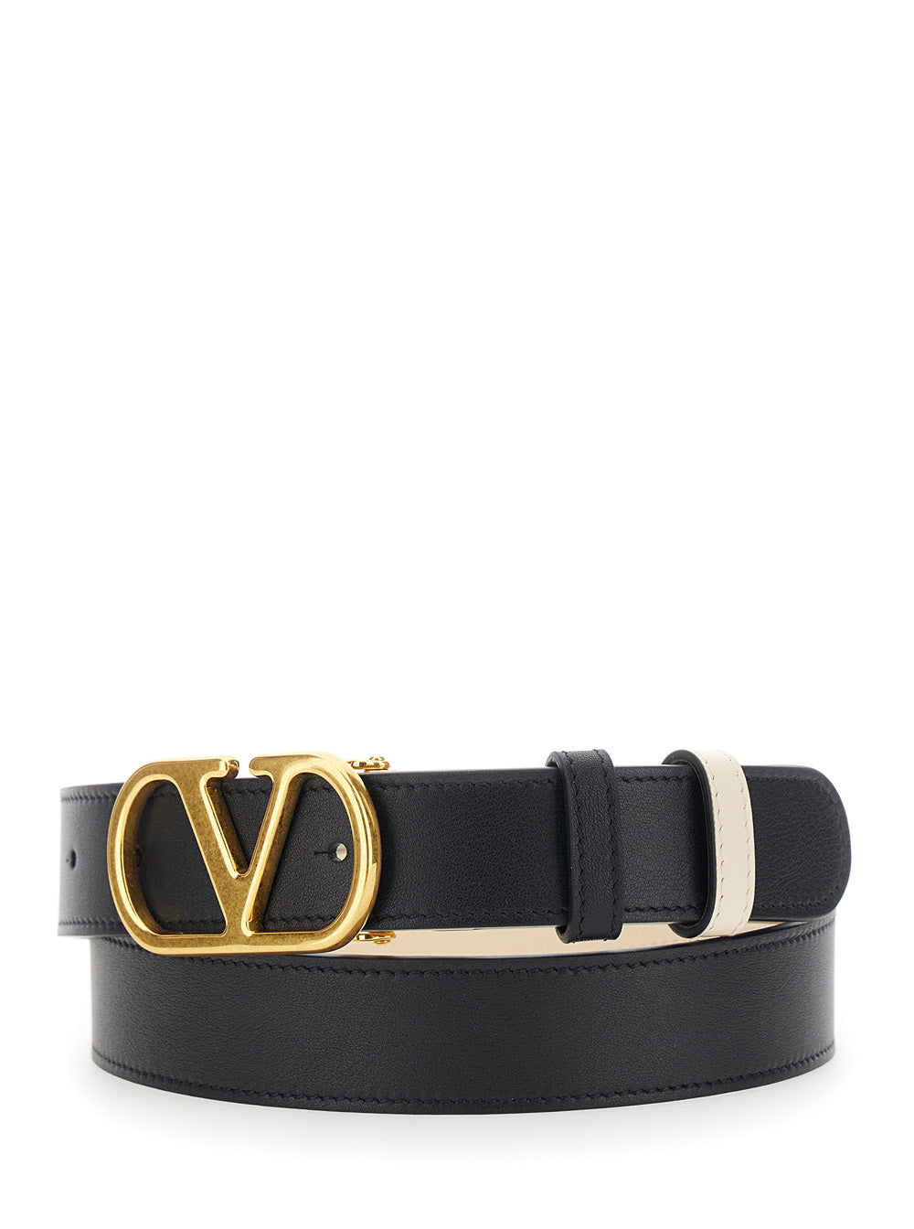 VALENTINO GARAVANI Valentino Garavani Women Reversible Belt With Vlogo Buckle In Black Leather For Women