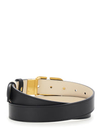 VALENTINO GARAVANI Valentino Garavani Women Reversible Belt With Vlogo Buckle In Black Leather For Women