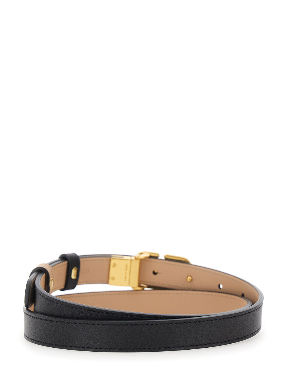 Valentino Garavani Women Reversible Belt With Vlogo Buckle In Black Leather For Women