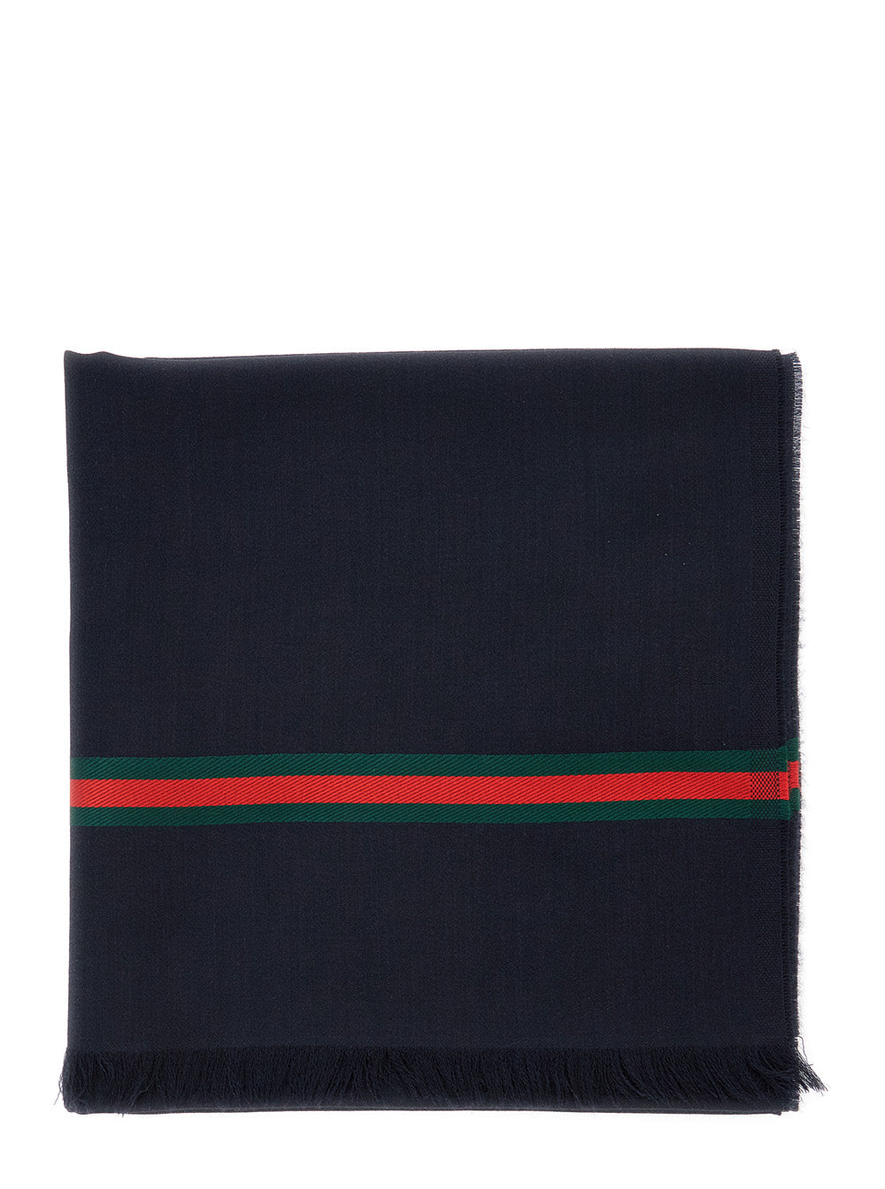 Gucci Men Blue Scarf With Web Detail In Silk Twill For Men