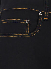 Versace Men Black Jeans With Five-Pocket Design And Logo Patch On The Back In Denim For Men