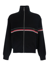 Versace Men Black Turtleneck With Logo Lettering On The Front In Cotton For Men