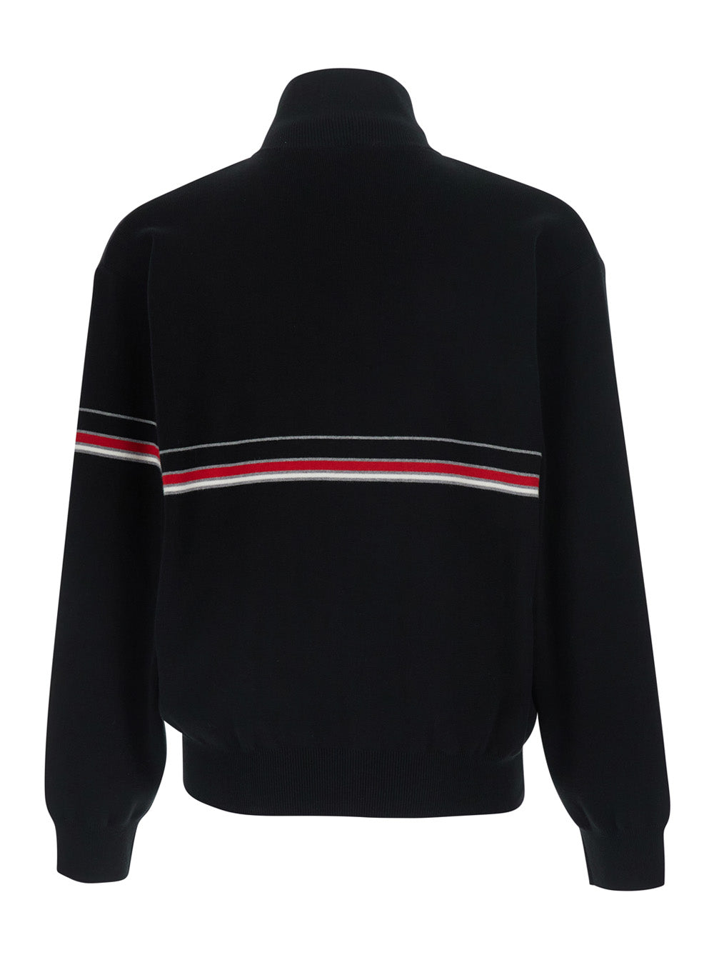 Versace Men Black Turtleneck With Logo Lettering On The Front In Cotton For Men