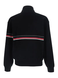 Versace Men Black Turtleneck With Logo Lettering On The Front In Cotton For Men