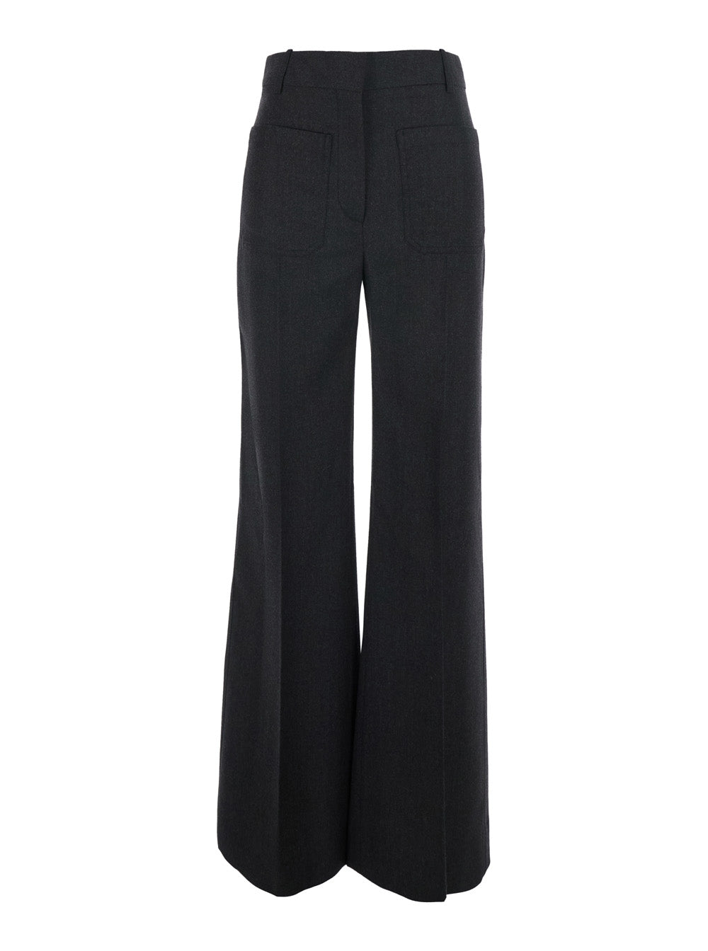 Victoria Beckham Women 'Alina' Grey Pants With Patch Pockets On The Front In Wool For Women