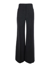 Victoria Beckham Women 'Alina' Grey Pants With Patch Pockets On The Front In Wool For Women