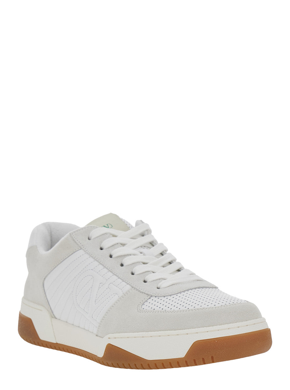 Valentino Garavani Men 'Sparry' White Sneaker With Vlogo On The Side In Leather And Fabric For Men
