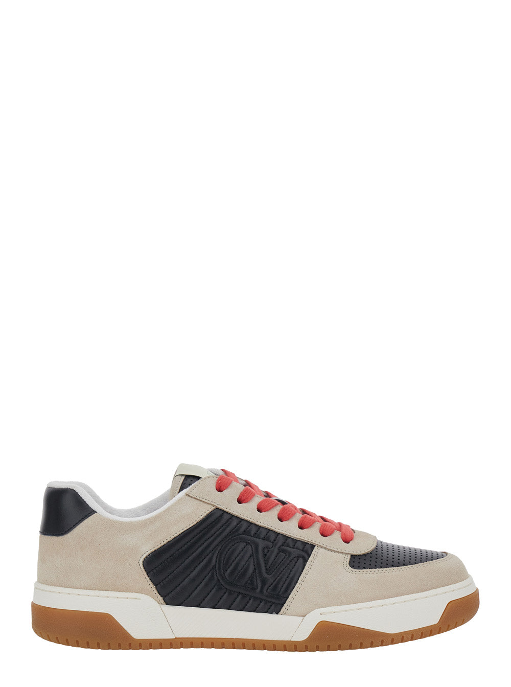 Valentino Garavani Men 'Sparry' Beige Sneaker With Vlogo Side In Leather And Fabric Men