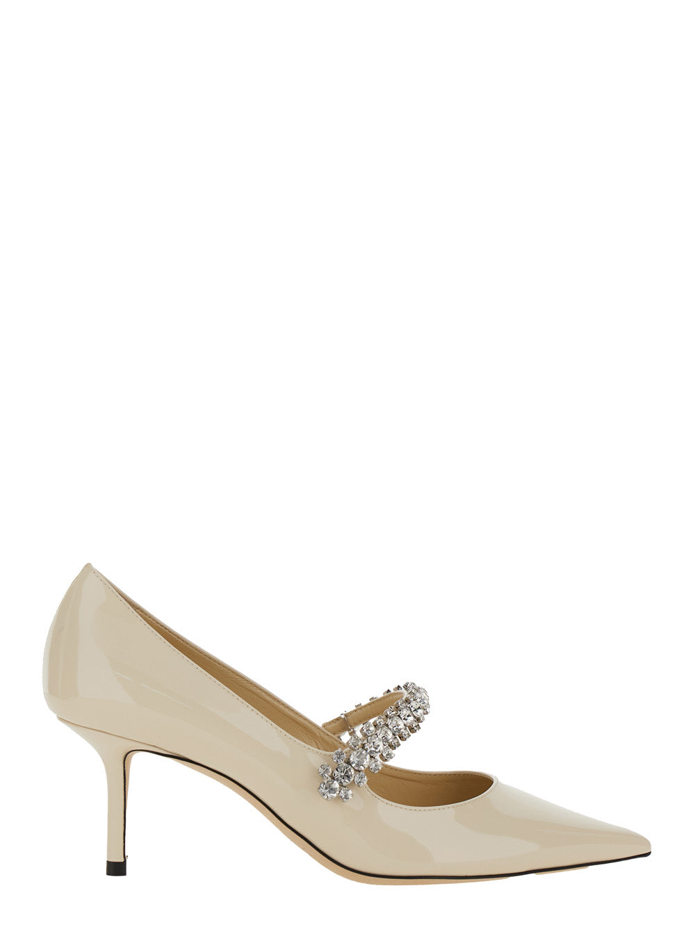 JIMMY CHOO Jimmy Choo Women Pumps 'Bing' With Crystal Decoration And High Cone Heel In White Glossy Leather For Women