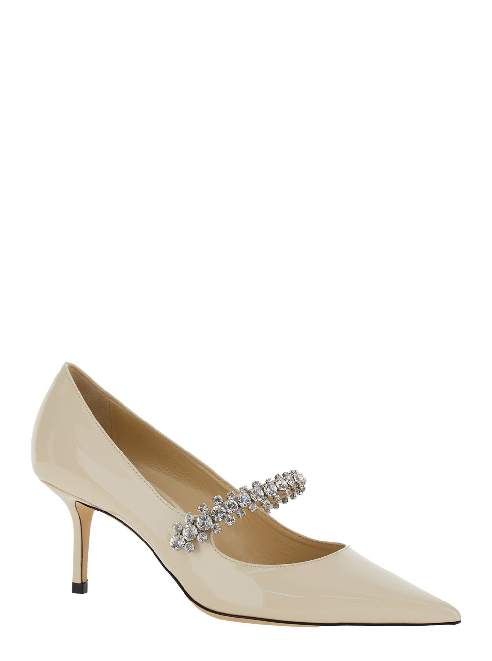 JIMMY CHOO Jimmy Choo Women Pumps 'Bing' With Crystal Decoration And High Cone Heel In White Glossy Leather For Women
