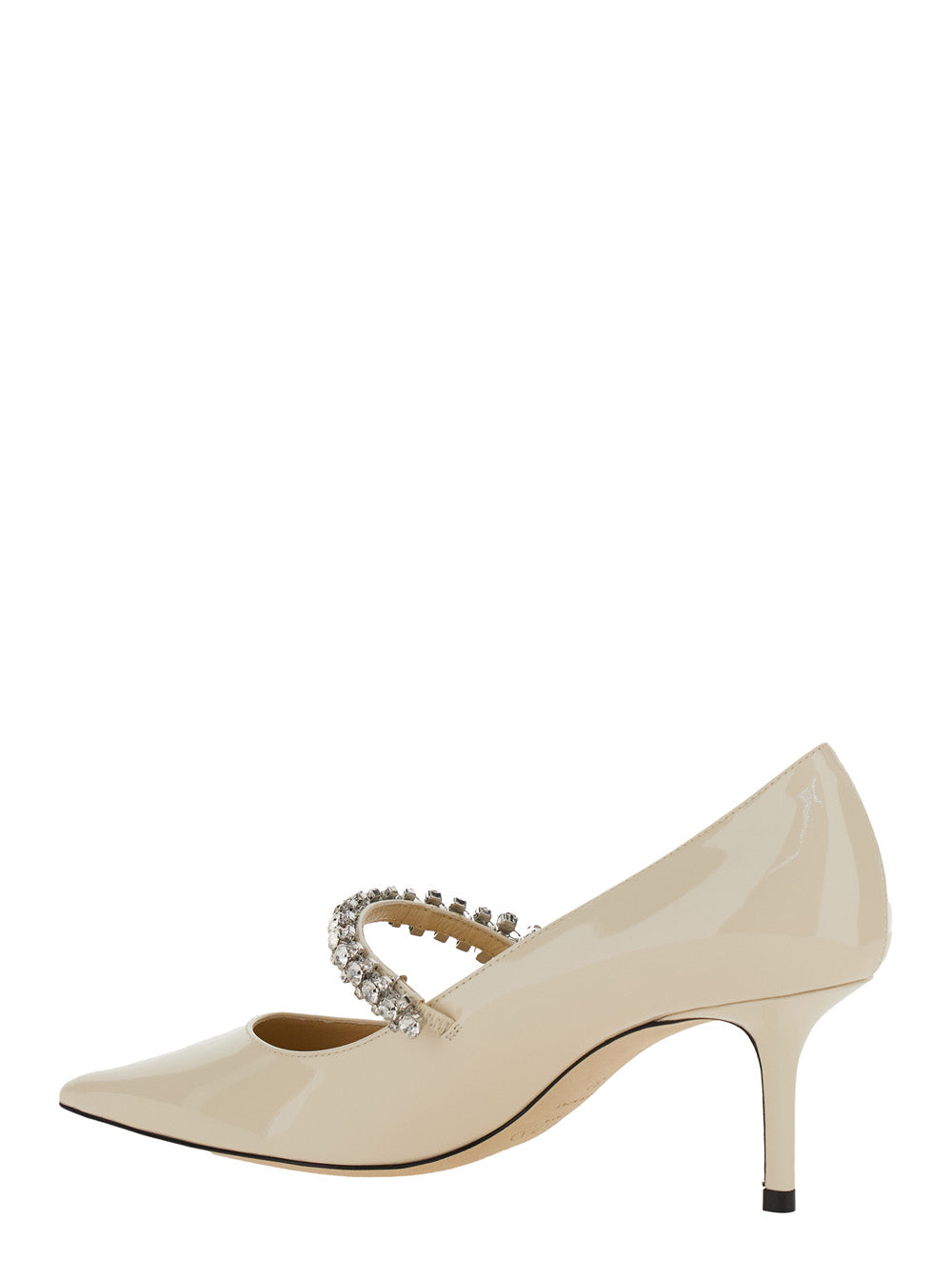 JIMMY CHOO Jimmy Choo Women Pumps 'Bing' With Crystal Decoration And High Cone Heel In White Glossy Leather For Women