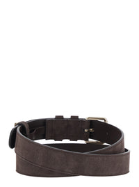 Valentino Garavani Women Brown Belt With Applied Rockstuds In Suede For Women